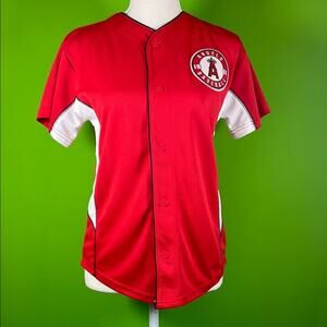 Majestic Red Baseball Jersey with PUJOLS Logo Kids Size L